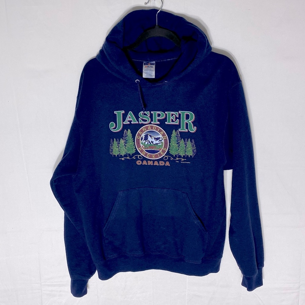 Vintage Jerzees Blue Jasper Canadian Rockies Pullover Hoodie M